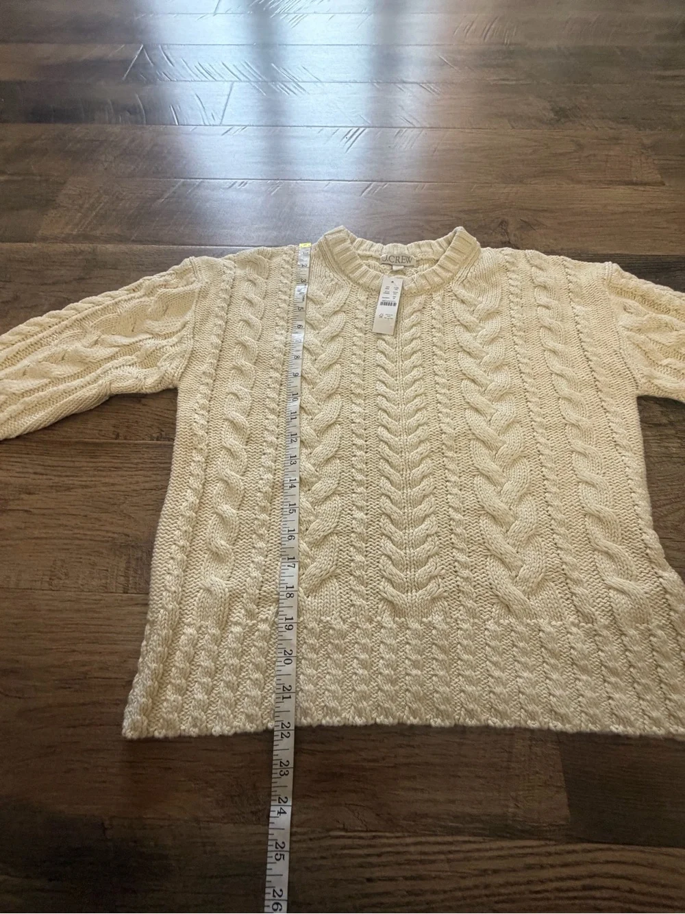 J.Crew NWT Fisherman Sweater 100% Cotton Cable Knit Cream Ivory Medium